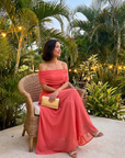 June | Off Shoulder Draped Midi Dress