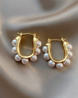 Clustered Pearl Hoop Earrings