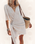 Megan | Women’s Wrap Mini Dress Asymmetrical Hem
