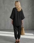 Georgiana | V Neck Tunic Gathered Trouser Set