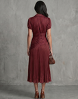 Theodora | Pleated Waistline Stripe Midi Dress