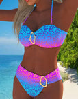 Halter Neck Swimsuit with Leopard Print and Gradient