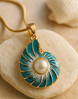 Seashell Pearl Pendant Necklace