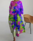 Rachel | Women Abstract Floral Long Sleeve Maxi Dress