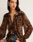 Dakota | Women’s Summer Leopard Ruffle Neck Blouse