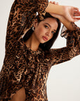 Dakota | Women’s Summer Leopard Ruffle Neck Blouse