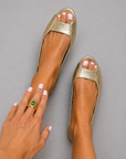 Metallic Textured Ballet Flats