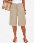 Marieke - Linen Bermuda Shorts with Bow Closure
