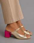 Thick Heels with Back Strap and Block Toe