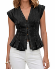 Viera | V-Neck Denim Top