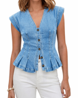 Viera | V-Neck Denim Top