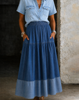 Sarah | Elastic Waist Denim Skirt