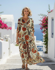 Corisande | V Neck Long Sleeve Floral Midi Dress