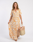 Zuleika | Short Sleeve V Neck Floral Midi Dress