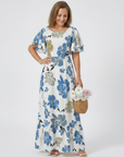 Elowen | Round Neck Short Sleeve Tiered Maxi Dress