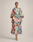 CLEMENTINE | Floral Midi with Sculpted Waist and Airy Elegance