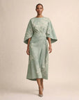 CLEMENTINE | Floral Midi with Sculpted Waist and Airy Elegance