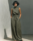 Marieta | Minimalist Set of Sleeveless Blouse and Wide Pants
