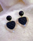 Heart-Shaped Black Gold Earrings