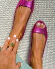 Metallic Textured Ballet Flats