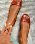 Metallic Textured Ballet Flats