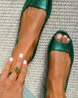Metallic Textured Ballet Flats