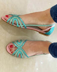 Open-toe sandals with metallic shine