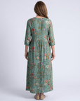Marina | Floral V Neck Three Quarter Sleeve Maxi Dress