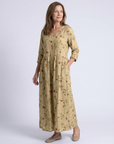 Marina | Floral V Neck Three Quarter Sleeve Maxi Dress