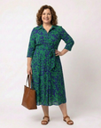 Oriana | Collared Long Sleeve Waist Tie Midi Dress
