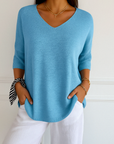 Clara | Women V Neck Short Sleeve Sweater