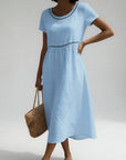 Pernelle™ — Midi Dress 100% Cotton Embroidered Soft Femininity