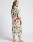 Maribel | Button Front Half Sleeve Floral Midi Dress