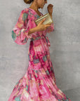 ZOEY | Vibrant floral wrap dress with flattering layered silhouette
