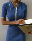 Sarah | Women’s Midi Dress With Polo Collar