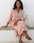 Naomi | Long Sleeve Striped Midi Shirt Dress