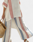 Solvane | Sophisticated Multicolor Striped Top & Mediterranean Pants