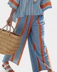 Velmere | Sophisticated Terracotta Striped Top & Linen Pants