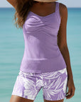 Violet | Ruched Tankini with Floral Shorts
