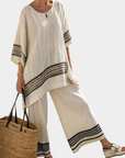 Harlowe | Elegant Black-Striped Linen Top & Flowing Pants