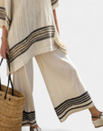 Harlowe | Elegant Black-Striped Linen Top & Flowing Pants