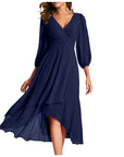VITTORIA | Elegant dress with asymmetrical hem and flowing sleeves Refined look for any occasion