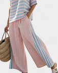 Virella | Elegant Pink-Blue Linen Blouse & Soft Pants
