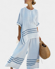 Wynric | Sophisticated Striped Asymmetrical Top & Bold Pants