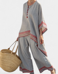 Daelric | Sophisticated Asymmetrical Blouse & Ethnic Wide-Leg Pants