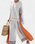 Thorneil | Comfortable Wide-Leg Striped Pants & Linen Top