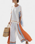 Thorneil | Comfortable Wide-Leg Striped Pants & Linen Top