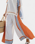 Thorneil | Comfortable Wide-Leg Striped Pants & Linen Top