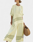 Wynric | Sophisticated Striped Asymmetrical Top & Bold Pants