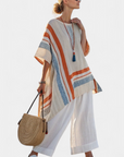 Caevan | Sophisticated Asymmetrical Blouse & Wide-Leg Linen Pants